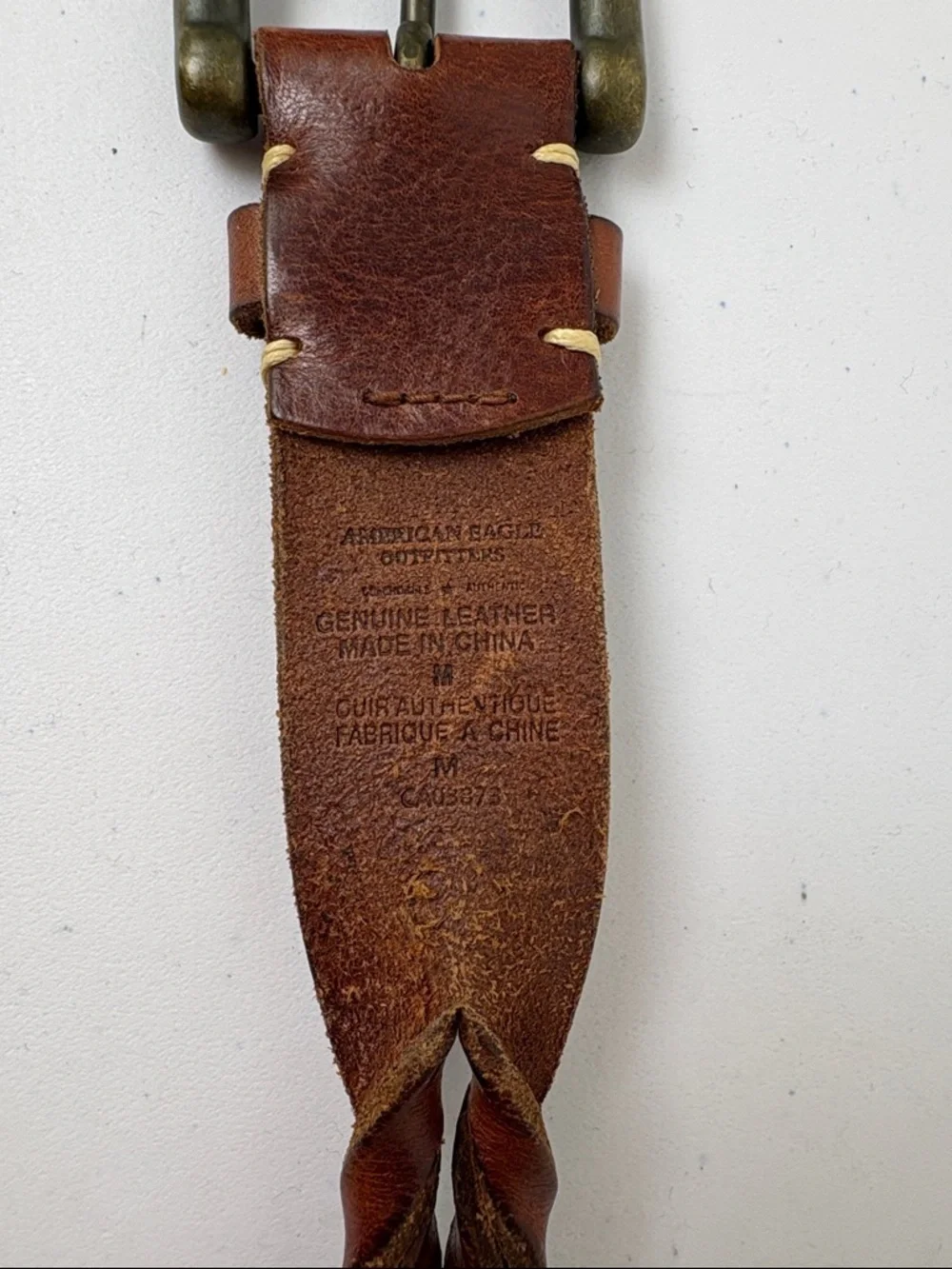 🗄️ American Eagle Outfitters leather and brass Brown Braided  and stitched belt